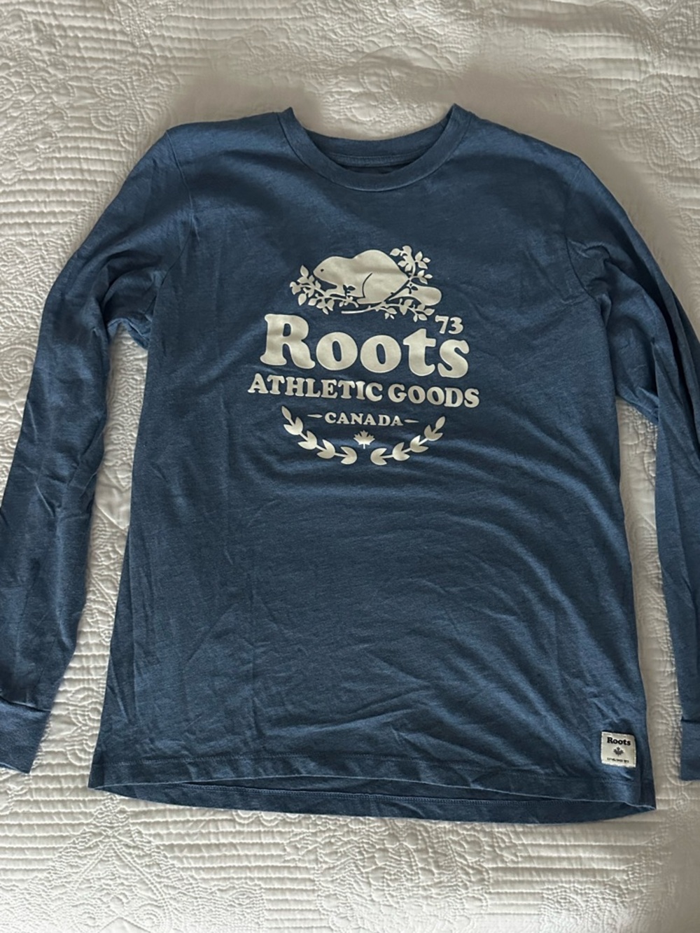 Roots Blue Long Sleeve Tee with White Logo